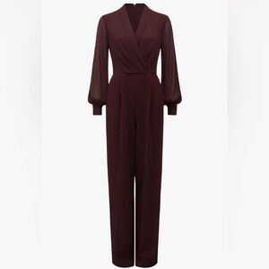 Express Wide Leg Jumpsuit Women’s Size XL Burgundy 31” Inseam